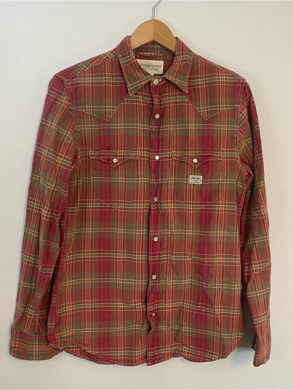 Denim & Supply Ralph Lauren Red Flannel Pearl Button Down Long Sleeve Small